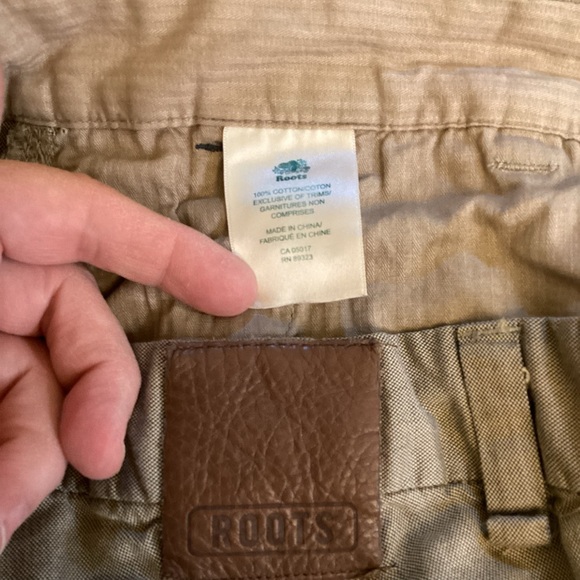 Roots Canada 33x31 Cotton Slim Straight Tan Beige Men’s Cotton Pants Slacks - Picture 9 of 11